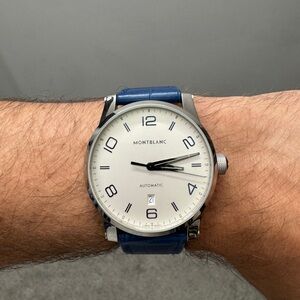 Montblanc TimeWalker Automatic Silver Dial Men’s Watch on Blue Leather Strap